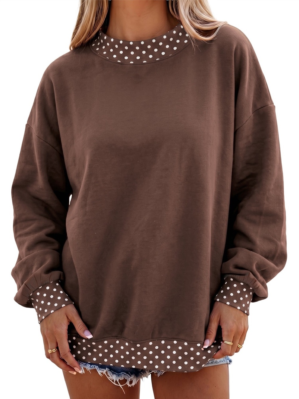 Brown Polka Dot Mockneck